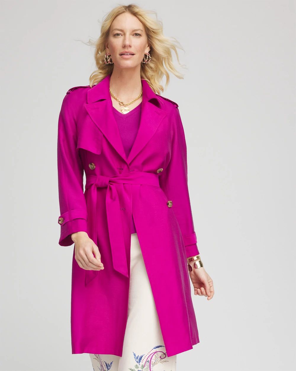 Petite Double-Breasted Trench Coat | Chico's Petite Double-Breasted Trench Coat | Chico's